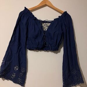 70’s vibe Long Sleeve Crop Top